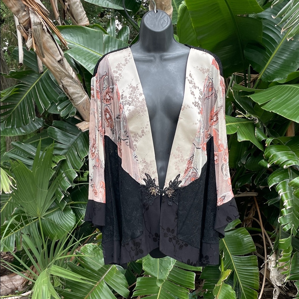 Spencer Alexis, lace, sheer, metallic floral and brocade, patchwork jacket